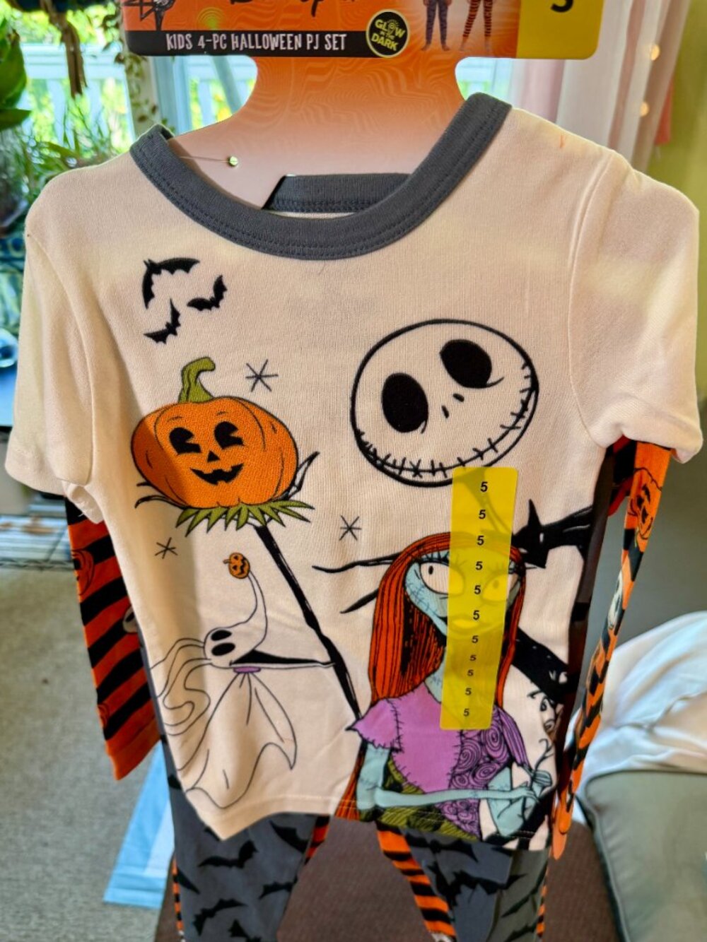 NWT Disney Nightmare Before Christmas Jack 4pc Glow Dark Pajama Set Kids Sz 5